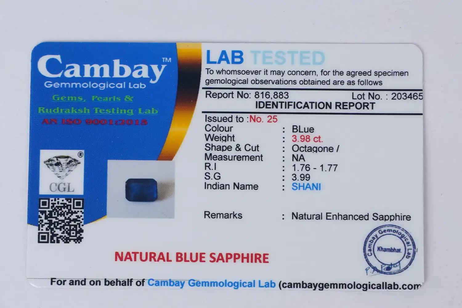 Blue Sapphire (Neelam Stone) - 3.98 carats - Image 6