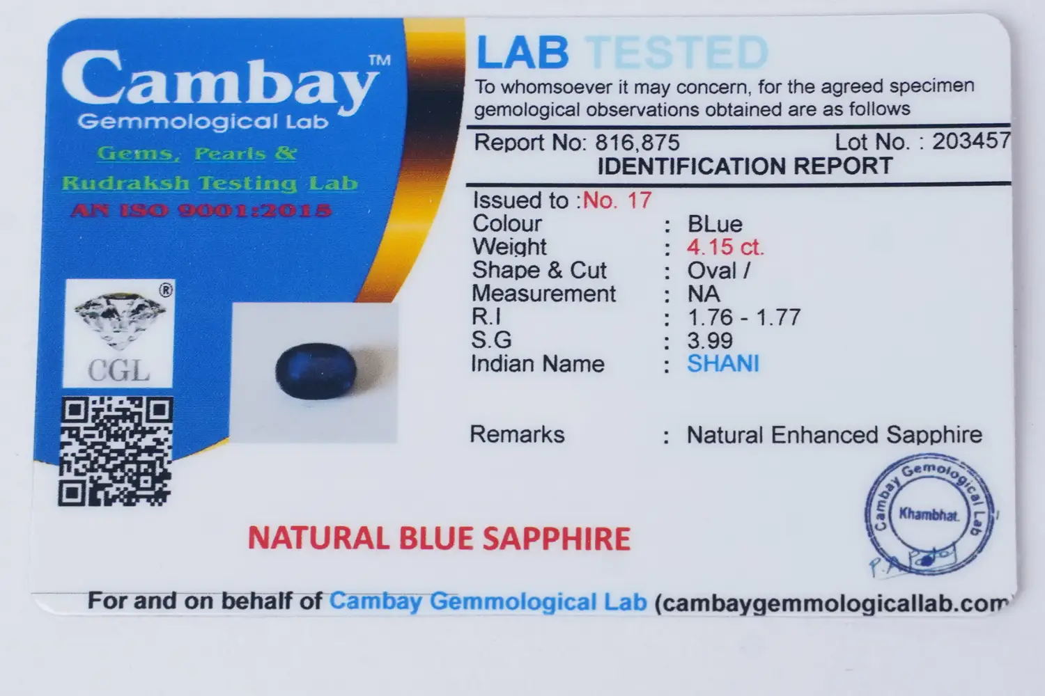 Blue Sapphire (Neelam Stone) - 4.15 carats - Image 6