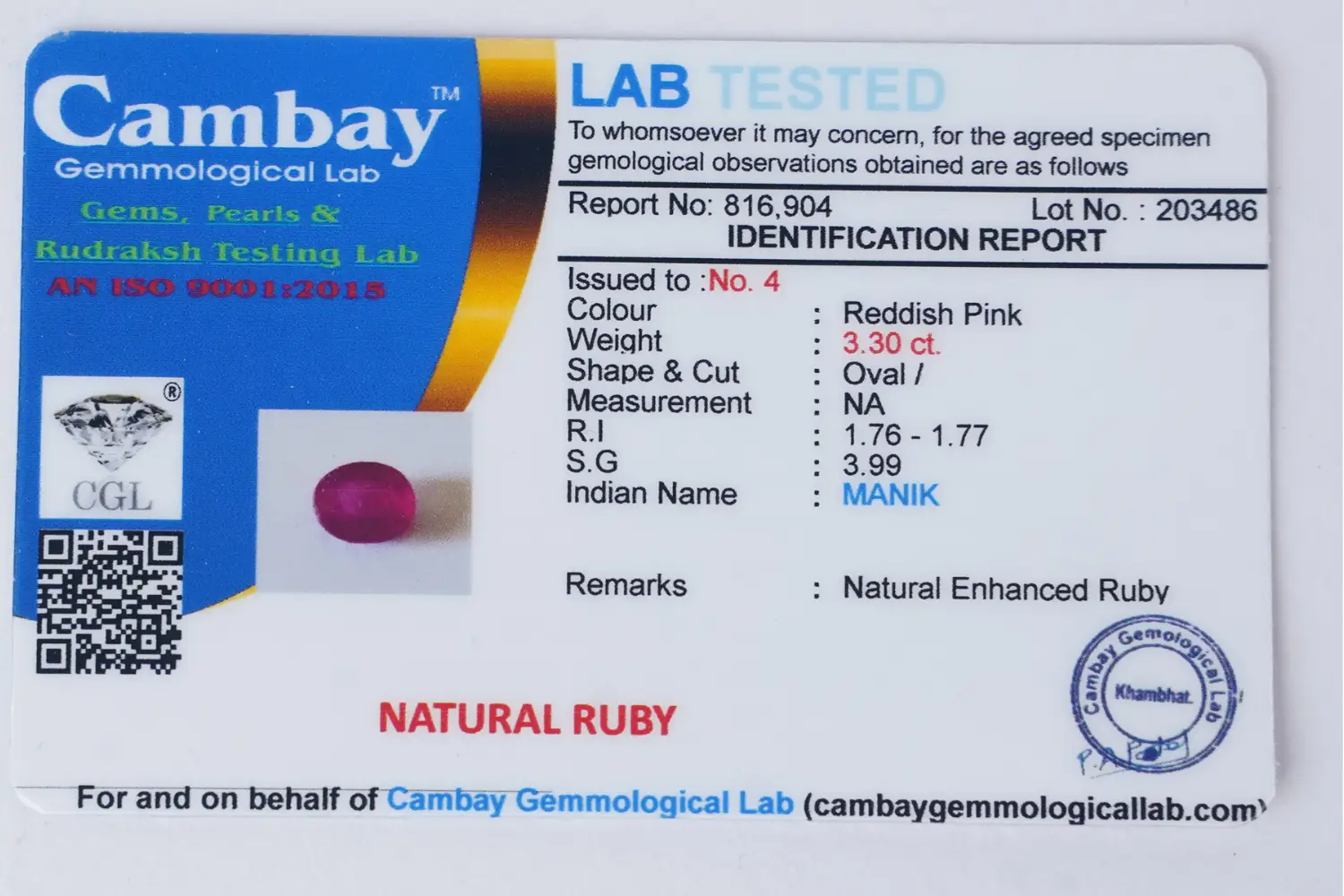 Ruby (Manik Stone) - 3.30 carats - Image 6