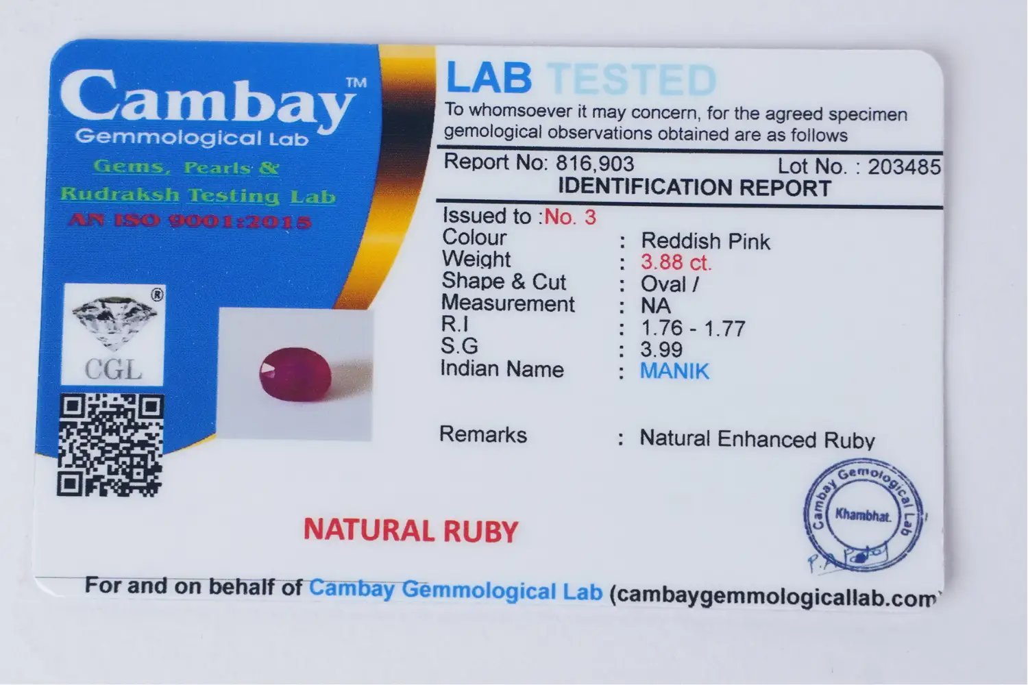 ruby manikstone - 3.88 carats - Image 6
