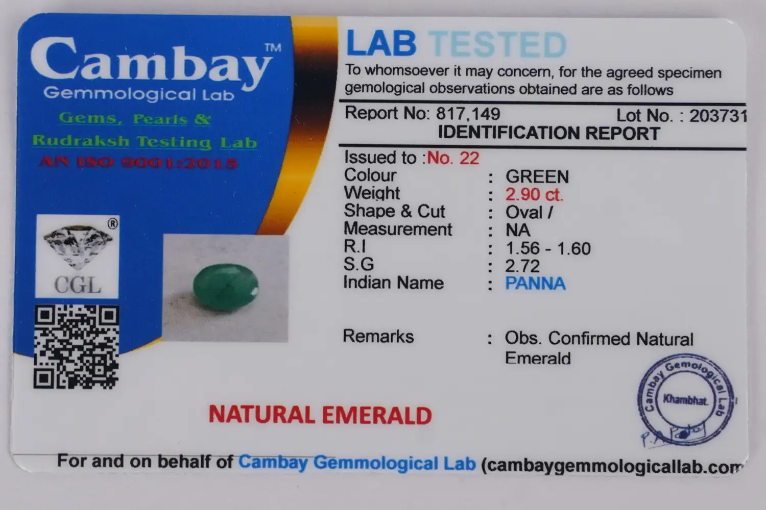 Emerald (Panna Stone) - 2.90 carats - Image 6