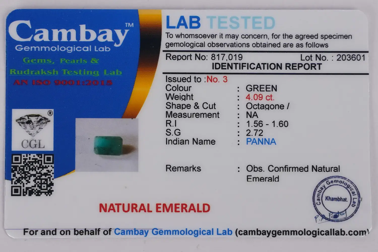 Emerald (Panna Stone)- 4.09 carats - Image 6