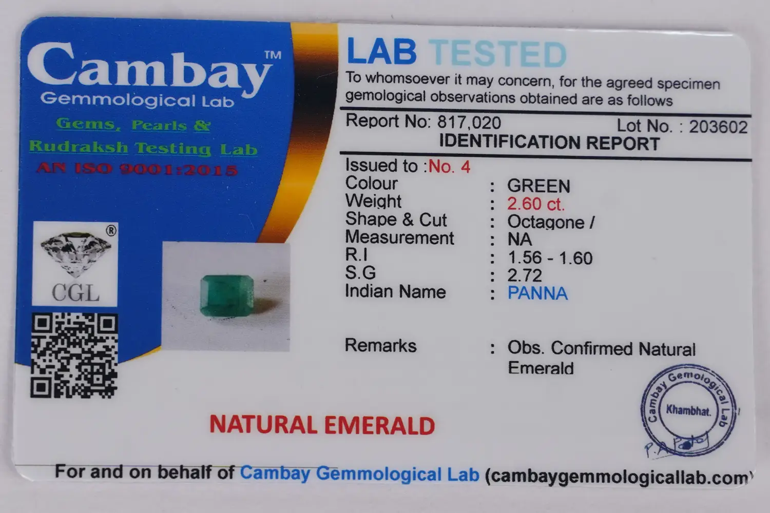 Emerald (Panna Stone)- 2.60 carats - Image 5