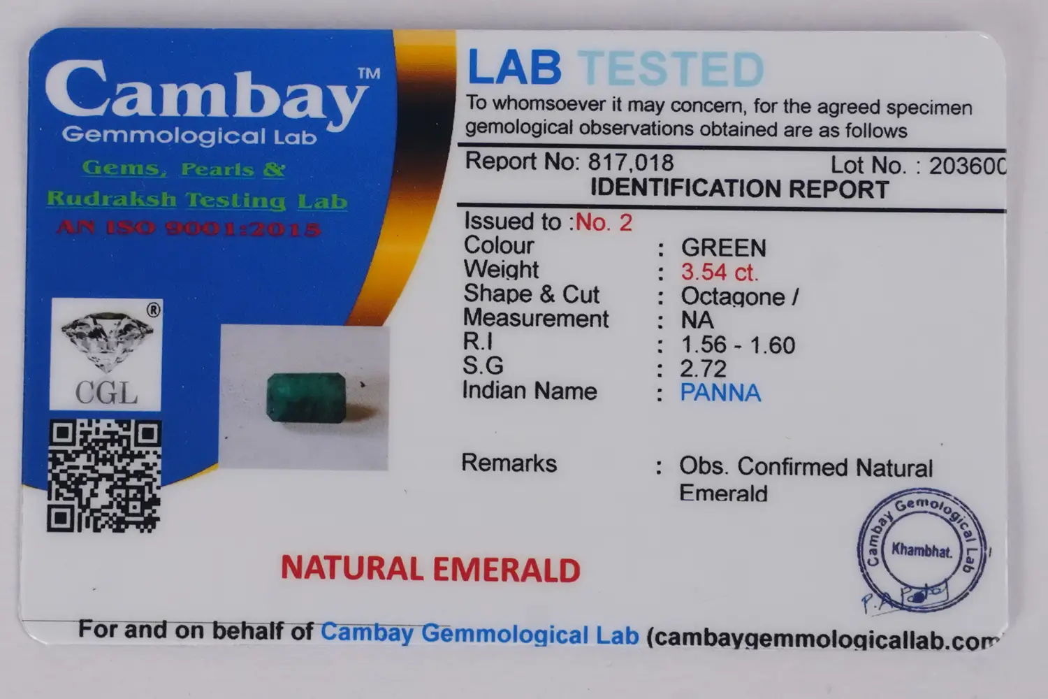 Emerald (Panna Stone)- 3.54 carats - Image 6