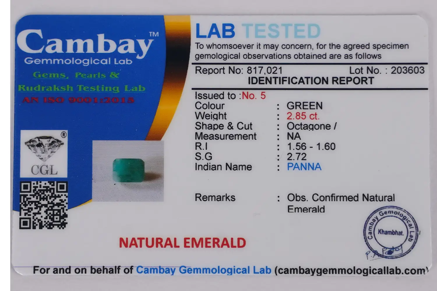 Emerald (Panna Stone)- 2.85 carats - Image 6
