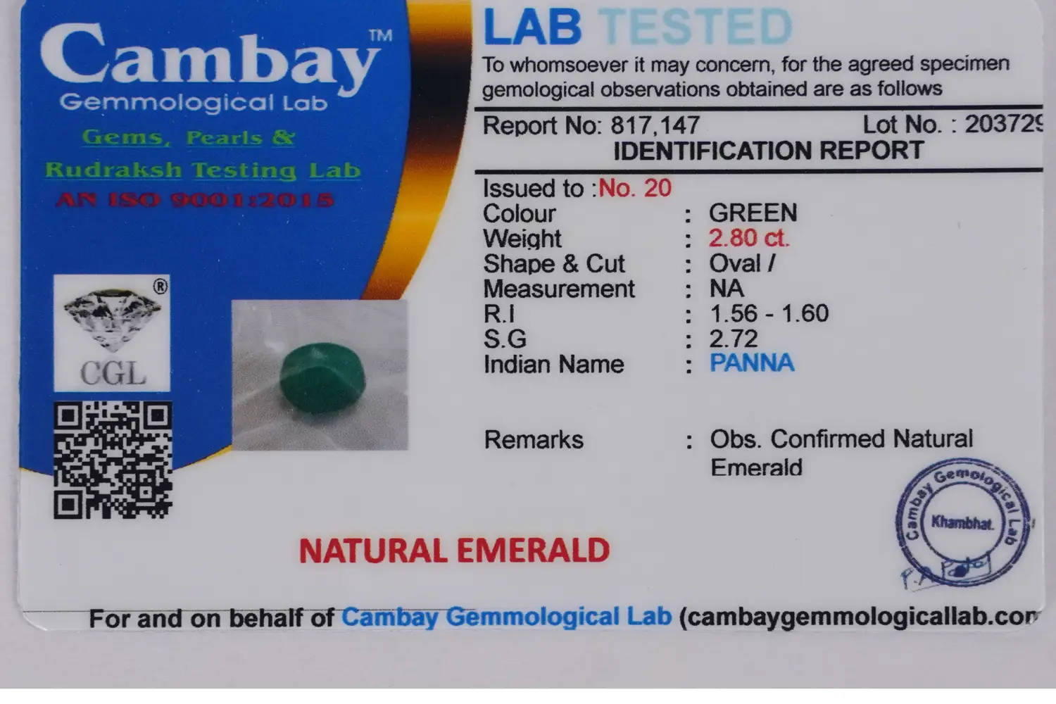 Emerald (Panna Stone)- 2.80 carats - Image 6